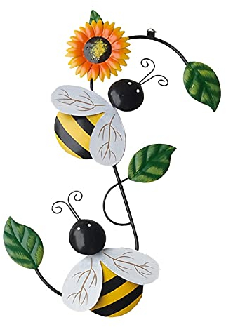 NIUXICH - Targa decorativa in metallo da appendere alla parete, con girasole, da appendere alla porta, per interni ed esterni, casa e giardino