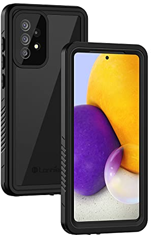 Lanhiem Kompatibel mit Samsung A72 Hülle (4G), IP68 Wasserdicht 360 Grad Handyhülle Samsung A72 Schutzhülle, Stoßfest Staubdicht Schneefest Outdoor Panzerhülle mit Eingebautem Displayschutz, Schwarz