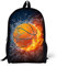 Binienty Schulrucksack für Kinder, Jungen, Mädchen, Teenager, leicht, für Bücher, Laptop, lässiger Tagesrucksack, Feuer-Basketball, Einheitsgröße