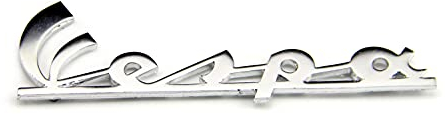 Aufkleber Emblem Piaggio Vespa Chrom 3D-Optik Länge 100 mm für Beinschild oder Kotflügel