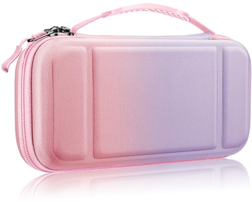 FINTIE Etui pour Nintendo Switch / Switch Modèle OLED - Housse Transport en EVA Sacoche de Rangement Zippée Anti-Choc, Coque Protection Console avec 10 Emplacements Cartes de Jeu, Ombre Fantaisie
