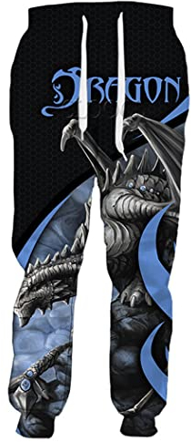 Lustige Sweathose mit Tier-Drachen-Motiv, 3D-Druck, für Herren und Damen, modische Harajuku, Streetwear-Hose, Herbst-Freizeithose, Hose 1, 41-44.5