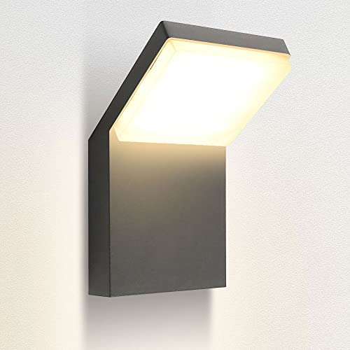 max K O M F O R T Außenwandleuchte LED Schwarz IP44 – Moderne Wandlampe aus Aluminium 9W 630lm warmweiß 3000K – Wetterfeste Außenleuchte für Garten, Terrasse & Fassade, 1505A