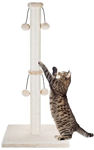 Dimaka Kratzbaum für große Katzen, 86 cm, mit Spielball, Beige