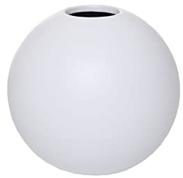 VIVANNO Blumentopf Pflanztopf rund Fiberglas Globo Weiß Matt (38x40 cm)