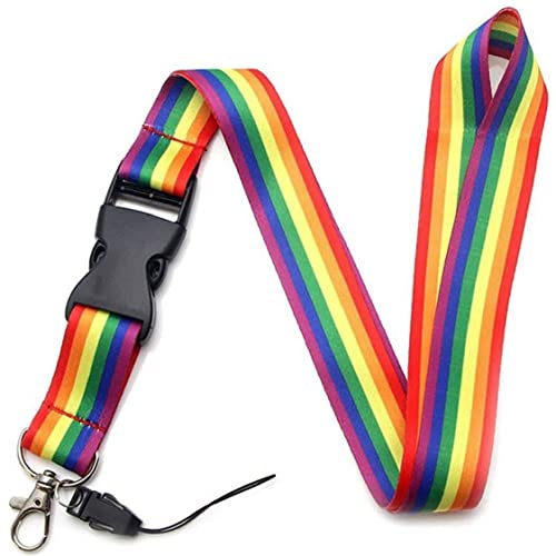 Correa De Cuello Lanyard Rainbow ID Badge Clip Con Liberación De Seguridad - Keychain