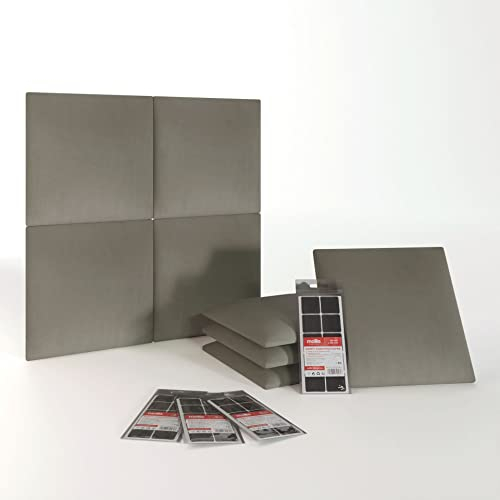 Mollis Wandpaneel 30x30cm - Set von 8 Stück, Kopfteil für Betthaupt, Wohnzimmer, Dekowand, gepolsterte Moderne 3D Dekoration für Schlafzimmer, schallabsorbierende Wandverkleidung, Wandkissen, Grau