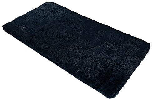 Sienna Fluffy Rug Living Room 120 x 170cm, Super Soft Anti-Slip Medium Rug for Living Room Luxurious Shaggy Floor Mat Non-Shedding Thick Pile Carpet, Navy Blue