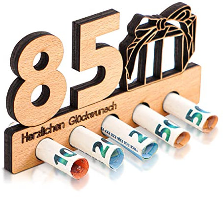 DARO Design - 85. Geburtstag Geldgeschenk Holz 85 Jähriges Jubiläum