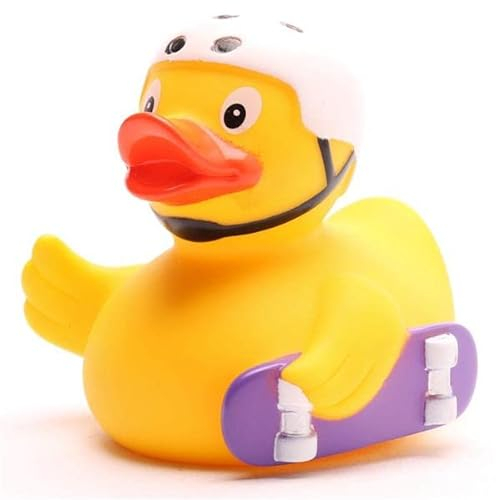 Badeente Skateboarder I Quietscheentchen I L: 8 cm I inkl. Badeenten-Schlüsselanhänger