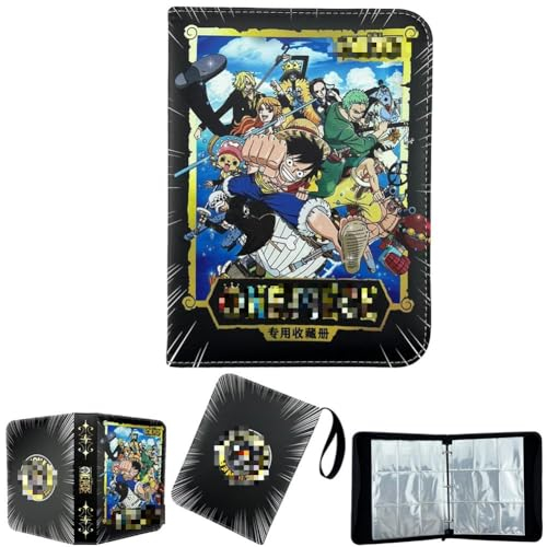 FISAPBXC Sammelalbum Karten, Onepiece Sammelheft, Karten Hüllen, Photocard Binder, Onepiece 4 Taschen 50 Seiten 400 Karten Sammelalbum, Album Cover, Sammelkarten Ordner
