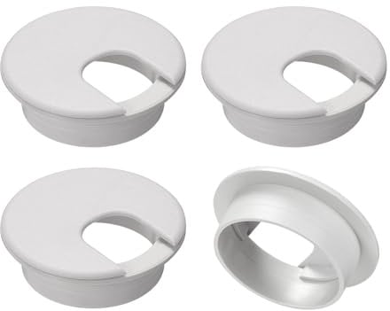 sourcing map 4Pcs Cable Hole Cover, 2Inch/50mm ABS Desk Cable Wire Cord Grommet Hole Cover for Office Computer Desk Wire Organizer, White