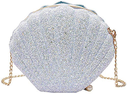 Niejgay Frauen MäDchen Kleine Meerjungfrau Muschel GeldböRse UmhäNgetaschen Glitzer Pailletten Kette Abendtasche,