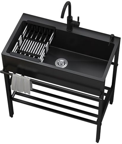 Spültisch Edelstahl,Outdoor Küche Gastro Spüle Ausgussbecken,Spülschrank edelstahl,Spülenschrank mit Spüle und Armatur,Küchenspüle mit Unterschrank,Camping Waschbecken,Kitchen Sink für Garten Indoor (