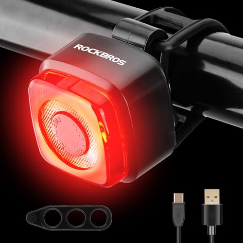 ROCKBROS Fahrrad Rücklicht USB-C Wiederaufladbare Hinten Fahrradlicht StVZO Zugelassen LED Fahrradlampe IPX5 wasserdichte Fahrradbeleuchtung Bike Light für Rennräder, MTBs