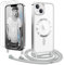 Ethanger Handyband für iPhone 13 iPhone 14 Hülle mit Band + 2 Stück Glas Schutzfolie Transparent Silikon Handyhülle Magnetische Schutzhülle für iPhone 13/14 Silber