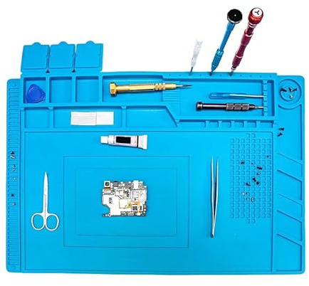 lötmatte,magnetfeldmatte,Reparatur- und Lötmatte Silikon, 500°C Werkbankmatte,für die Reparatur von Uhren, Telefonen Laptops，Magnetische Lötmatte (45 x 30 cm)