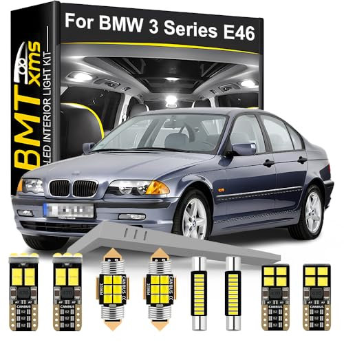 BMT xms Kit de Luces LED Interior para BMW Serie 3 E46 Sedán Wagon Coupé Convertible 1997-2006, Bombilla LED Interior para Coches y Camiones, Blanco Brillante 6000K, 19 Piezas