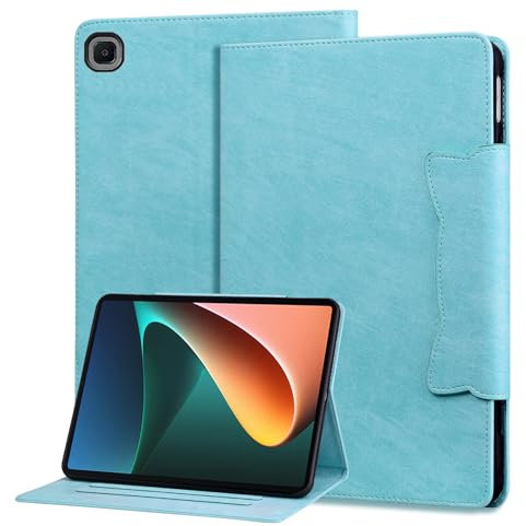 Rosbtib Hülle für Samsung Galaxy Tab S6 Lite 10.4 2024/2022/2020, PU Leder Schutzhülle mit [Standfunktion] [Kartensteckplatz] Magnetischer Clip mit Katzenohr-Grafik Galaxy Tab S6 Lite, Azurblau