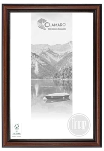 CLAMARO 'FLORENZ' Bilderrahmen Antik 70x100 Massivholz | Braun | 40 mm breite Shabby Chic Vintage Barock Leiste | Holzrahmen inkl. Acrylglas, Rückwand, Metall Aufhänger