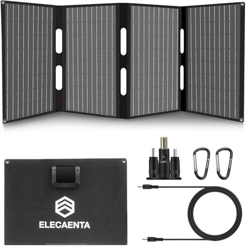 40W Cargador Solar ETFE, Panel Solar Plegable con Puerto 18V CC y QC3.0 USB-A y PD30W Tipo-C, Cargador Solar Portátil con IP68 Resistente al Agua Compatible con Smarthone, Estación de Energía