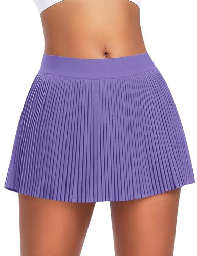 JoyGirl Damen-Tennisrock mit Shorts, Golfrock, hohe Taille, Pickleball-Röcke, athletische Skorts mit Taschen, Flieder, X-Groß