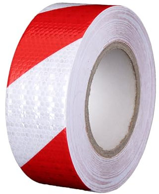 GOIEHIR 25m × 5cm Nastro Catarifrangente Adesivo, Nastro Segnaletico Rosso Bianco, per la Sicurezza dei Segnali di Avvertimento