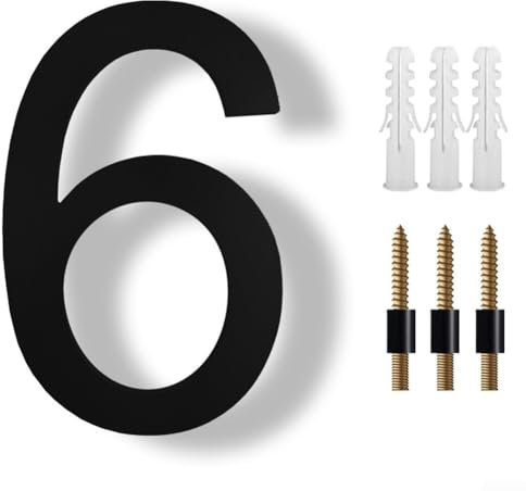 Numeri civici moderni da 20,3 cm, numeri di indirizzo per abitazioni, numeri civici galleggianti in metallo nero per esterni con montaggio a galleggiante o montaggio a incasso, in alluminio, numero