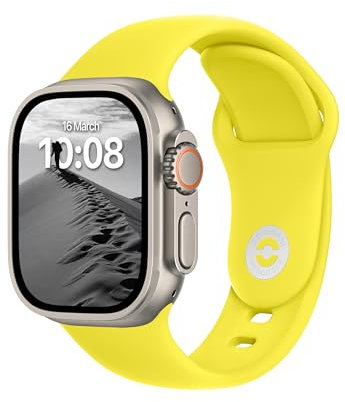 ELETTRONEO SB Correa Deportiva para Apple Watch Ultra 2 49mm, Series 10 46mm, 9 8 7 45mm 41mm, SE 6 5 4 44mm 40mm, 3 2 1 42mm 38mm Pulsera Strap, Amarillo Limón Fresco
