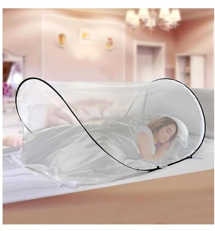 200 x 80 x 56 cm Moustiquaire de Voyage, Pliable, pour lit Simple, Pop-up Transport pour Camping, Randonnée, Escalade