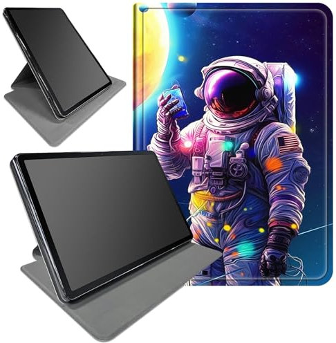 DIGTIALL Case for Fire 7 Tablet (12th Generation, 2022 Release) Astronaut Theme 360 Degree Rotating Stand Smart Protective Cover for Fire 7 2022 Tablet
