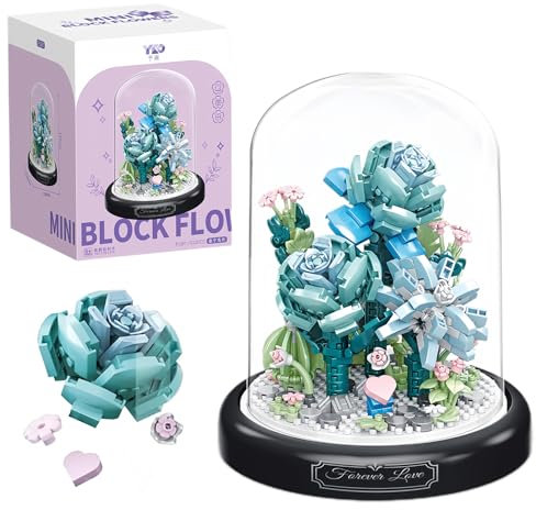 Kit de Construction de Bouquet de Fleur,Bloc de Construction de Bouquet Immortel de Roses de 522 Pièces,Fleurs Artificielles Kit Construction Fleurs, pour Les Adultes et Les Enfants