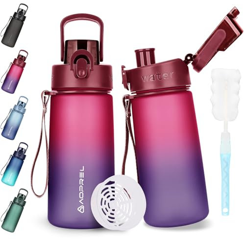 AOPREL Trinkflasche 600ml, Wasserflasche BPA-Frei aus Tritan, Sport Trinkflasche Auslaufsicher 600ml Flasche für Fitness, Wandern, Camping, Schule und Büro