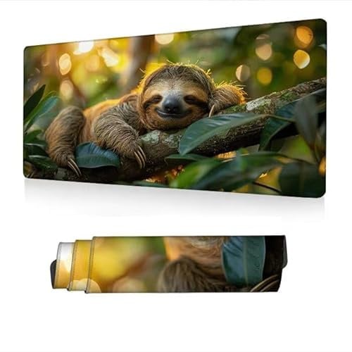 Tapis de Souris XXL 1400x600x3mm,Tapis Souris Lever Soleil Mousepad Imperméable,Paresseux Mouse Pad avec Base Antidérapant,Desk Mat avec Bords Surpiqués,Deco Bureau,Gaming Accessoire,Cadeaux S1-92