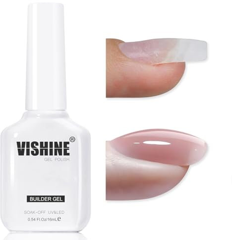 Vishine Builder Gel, 8-in-1 Lilac Pink Gel Polish Rubber Base Gel Polish For Nail Thickening, LED Nail Lamp Cured Nails Strengthener Extension Color Base in A Bottle E056