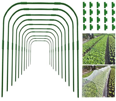 ZZMYSYXL Confezione da 10 cerchi da giardino per serre per aiuole rialzate con 30 clip, cerchi da giardino staccabili per reti, fai da te per coltivare verdure e piante, telai di supporto per serre