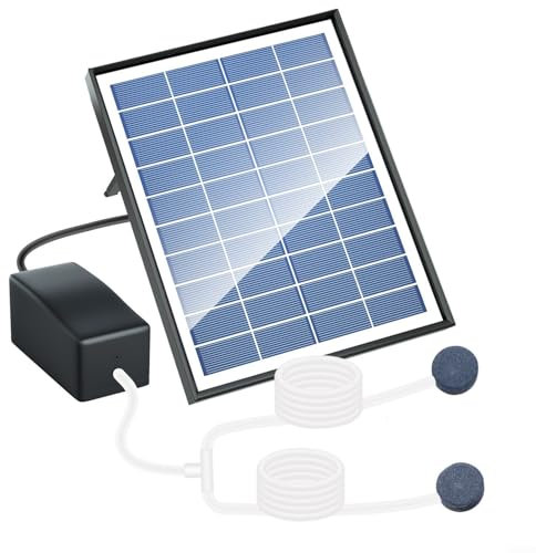 DAZZLEEX Solar-Teichpumpe, Solar-Luftsprudler mit 6 W, 10 V, Solarpanel für Aquarium, Gartenbedarf, Springbrunnen, Vogelbäder, Hydrokultur