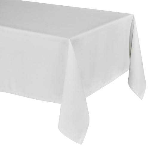 Elegante Tischdecke mit natürlicher Leinenoptik, Lina Tischdecke und Tischläufer, Größe und Farbe wählbar (Eckig 160x260 cm, Weiß)
