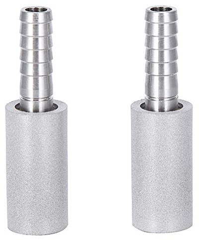 Beufee 2PCS 0.5 Micron Diffusion Stone, Stainless Steel Aeration Stone | Stainless Steel Diffusion Stone with 1/4 Inch Outer Diameter Hose Barb Bar Homebrew Beer Tool for Home Brewing Beer