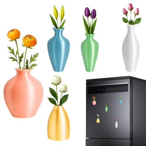 Vaso Magnetico Per Frigorifero | Magneti Frigo Piante 3D - Piccole Piante Decorative Adesive Per Cucina Lavagna Ufficio Scuola Casa