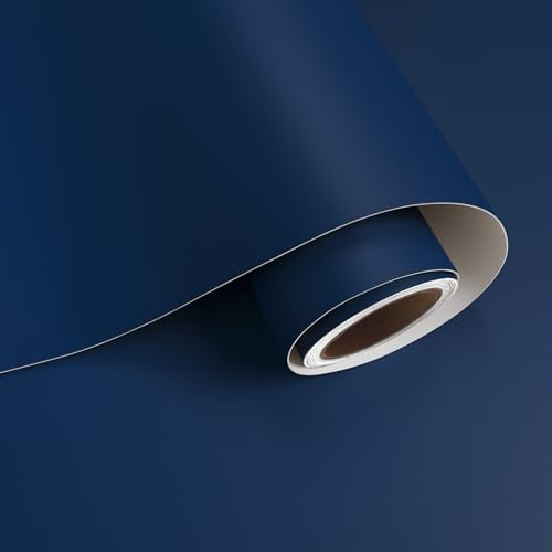 VaryPaper Royal Blue Self Adhesive Wallpaper 40cmx200cm Matte Dark Blue Contact Paper Stick on Wallpaper for Living Room Bathroom Kitchen Vinyl Wrap for Worktop Cupboards Shelves Sticky Back Plastic