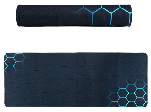 Alfombrilla Ratón XXL Alfombrilla de Ratón Grande con Bordes Cosidos | 800 x 300 mm,Motivo de panal, Impermeable Mouse Pad con Superficie Suave y Base de Goma Antideslizante para Oficinas, Hogares