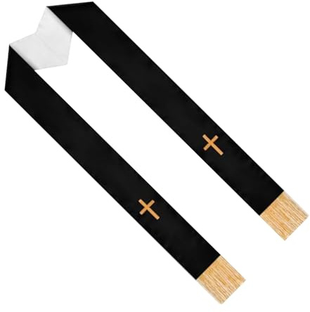 LALADEFIEE Bestickte Wendestola mit Kreuzquasten 135cm Langer Hochzeits und Kirchen Schal aus Atmungsaktivem Material Brautstola für Pfarrer und Geistliche