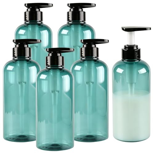 6 Pack 500ml Refillable Shampoo and Conditioner Dispenser with Pump