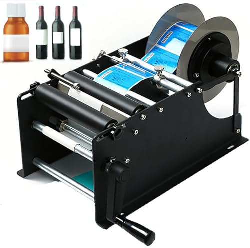 Wsexyy Manual Round Bottle Labeling Machine, Bottle Label Applicator, for Bottle Diameter 15-150mm, Wine Bottle Sticker Labeler Applicator for Glass, Plastic, and Metal Bottles