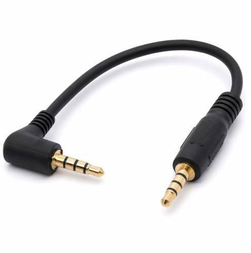 Flomiara Kurzes 3,5mm TRRS Audiokabel, 3,5 mm TRS Klinkenstecker Audiokabel, vergoldet, 90 Grad,4-poliger Anschluss für Kopfhörer Headset, AUX Kabel, 3,5 Stecker auf 3,5mm Stecker