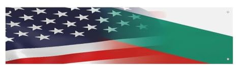 Banderas y carteles de actividades para festivales de la bandera de Bulgaria y Estados Unidos