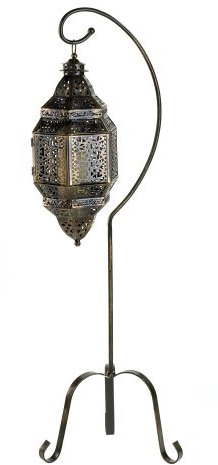 Accent Plus 57071593 Farol de Metal de pie marroquí de Hierro Alto, Negro, 28.6 x 33.7 x 104.8 cm