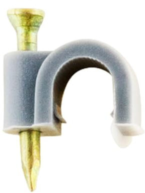 Zenitech - Lot de 100 Crochets de Fixation Ø7 mm - Plastique Haute Qualité - Gris - Fixation pour Câbles, Gaines et Fils Méplats - Clou Béton Inclus - Installation Rapide et Efficace - Certifié CE