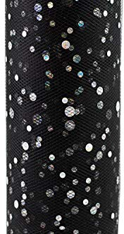 Creativery Tüll 15cm x 9m Schwarz Glitzer Punkte